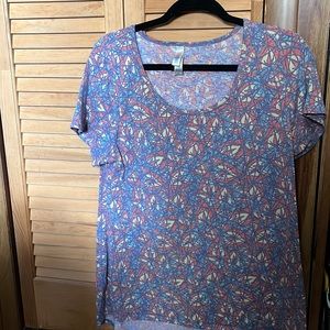 LuLaRoe Pastel Geometric Classic Tee - Large